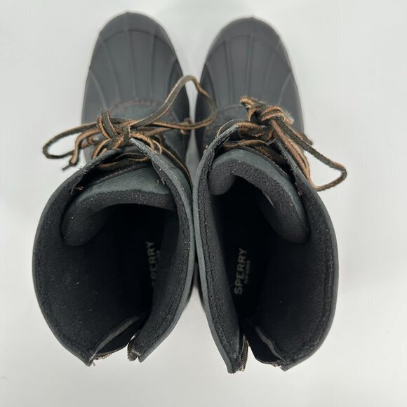 Sperry Top Sider Womens Saltwater Wedge Black Mono Tide Quarter 11 Rain Boots - Picture 7 of 8